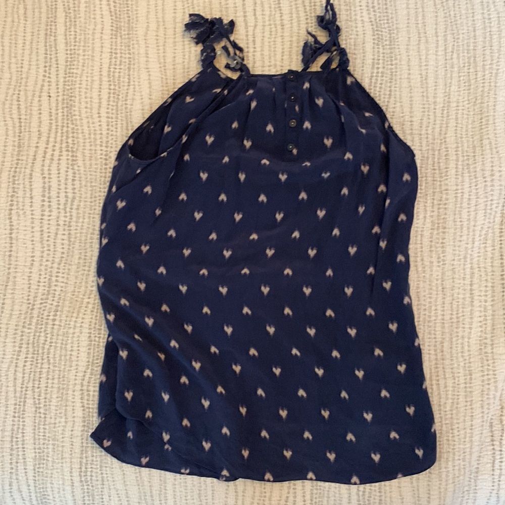 💙 Rebecca Taylor Halter Style Blouse with Heart Print and Beading - Picture 5 of 5